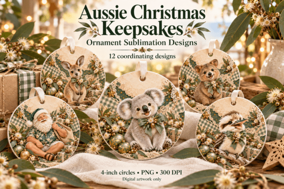 Aussie Christmas Ornament Sublimations Grafika Rękodzieła Przez Luv Bijou