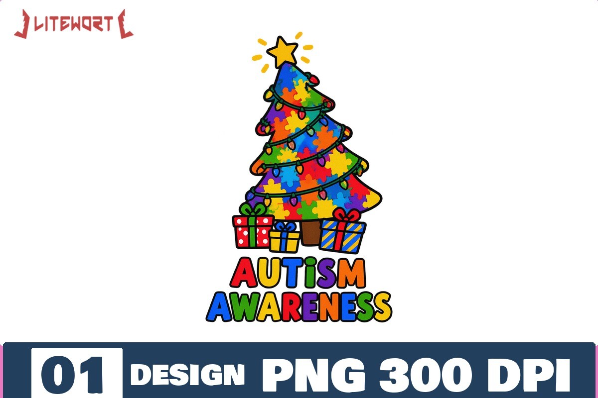 Autism Awareness Christmas PNG Graphic by Litewort · Creative Fabrica