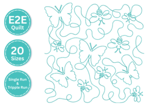 Butterfly Bee E2E Quilting Design · Creative Fabrica