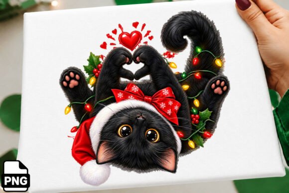 Christmas Black Cat PNG Graphic Illustrations By MhdDesign