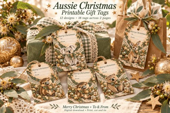 Christmas Gift Tags Australian Animals Graphic Print Templates By Luv Bijou