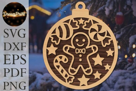 Christmas Gingerbread Man Laser Cut SVG Taglio Laser Di Dream Print