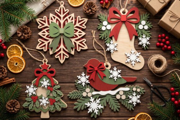 Christmas Ornament Bundle Laser Cut SVG laser cut file