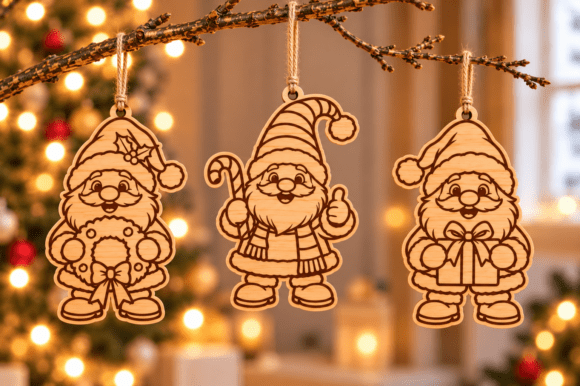 Christmas Santa Ornaments Laser Cut SVG laser cut file