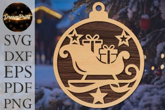 Christmas Sleigh Gift Laser Cut SVG Laser Cutting By Dream Print