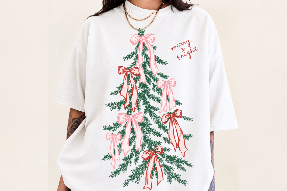 Hand Tree Scary Christmas Tree with Bows Hand Drawn Graphic by DefabriCat · Creative ...