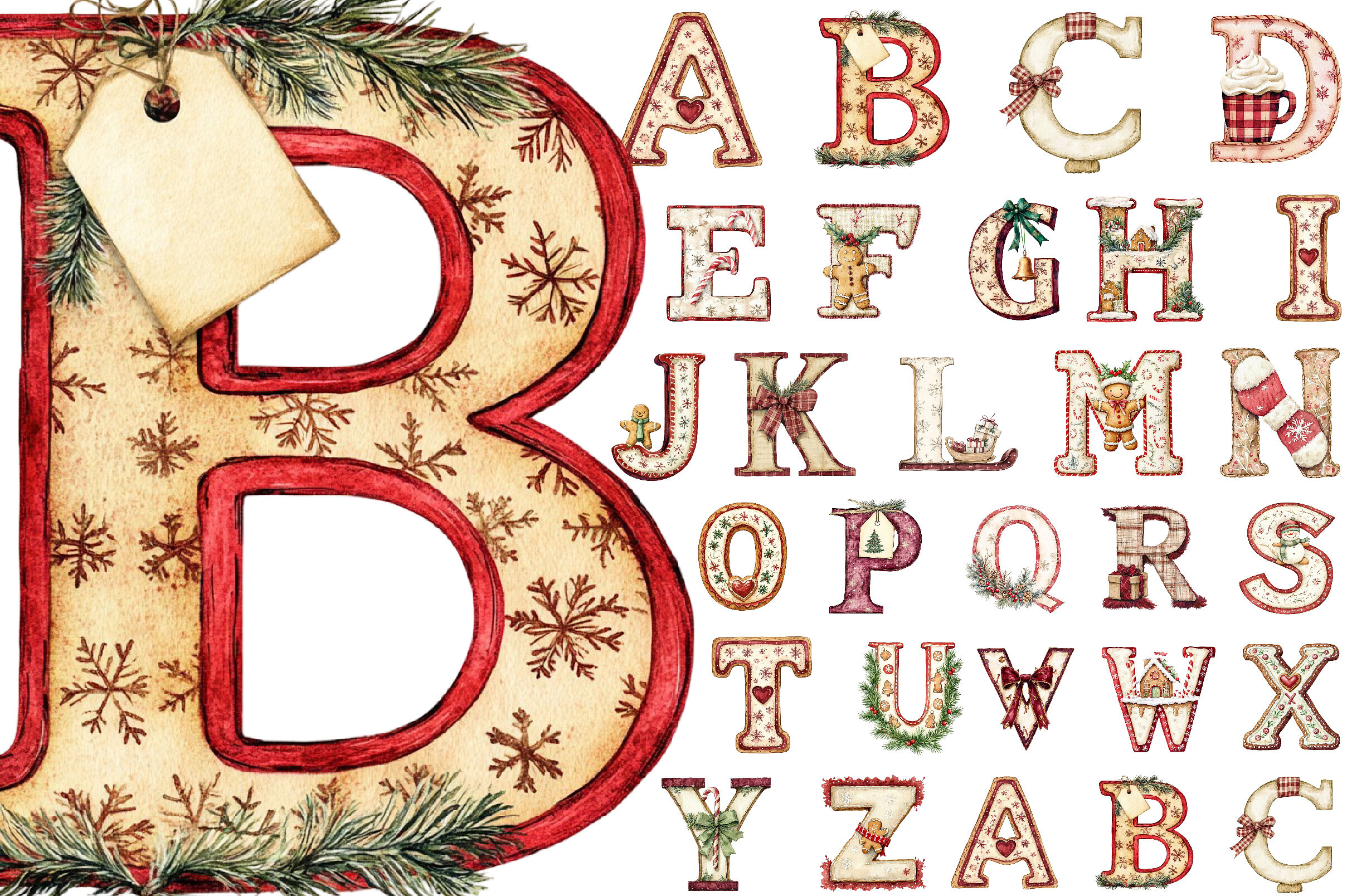 Cute Christmas Alphabet Clipart Graphic by designking · Creative Fabrica