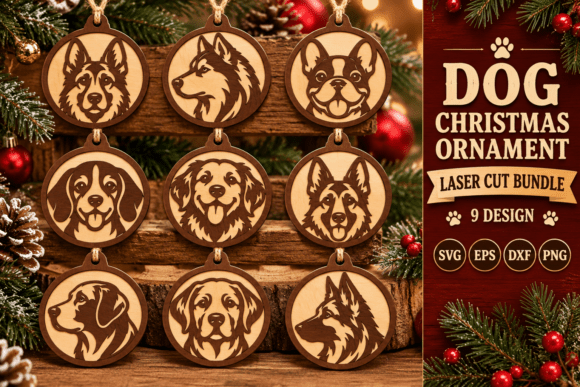 Dog Christmas Ornament Laser Cut Bundle (Design 2) laser cut file