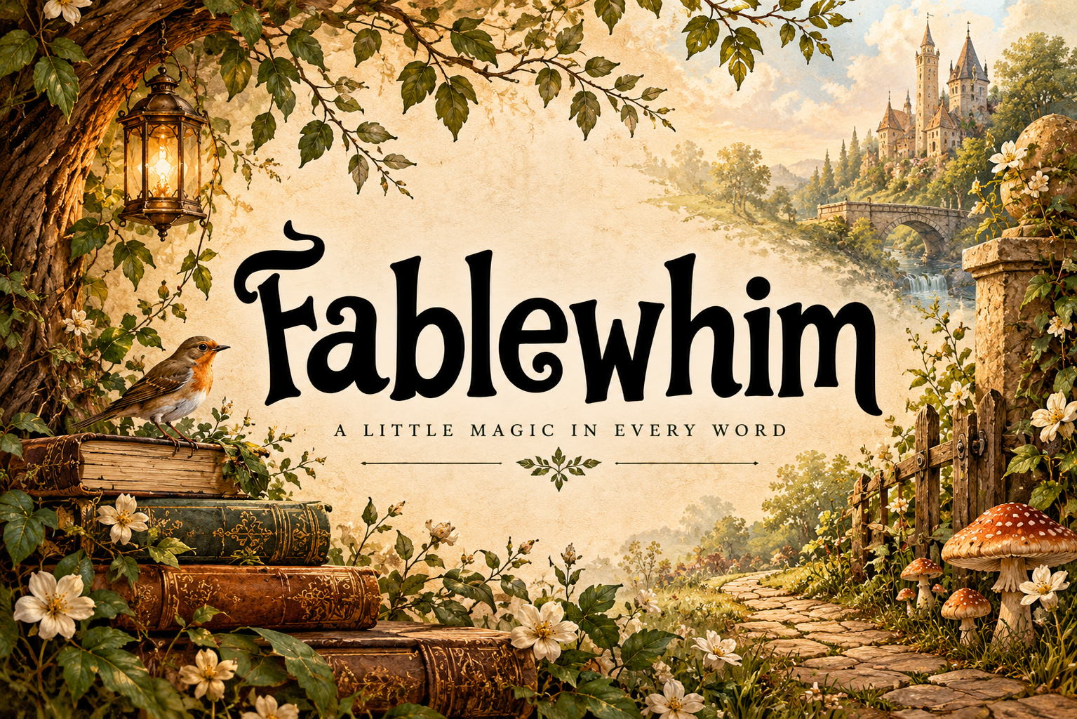 Fablewhim preview: decorative storybook-style serif