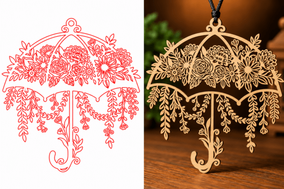 Hot Air Balloon Pendant Laser Cut Design · Creative Fabrica
