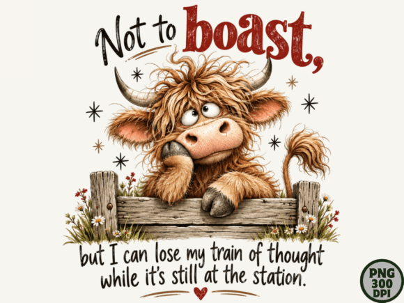 Funny Highland Cow Quote PNG