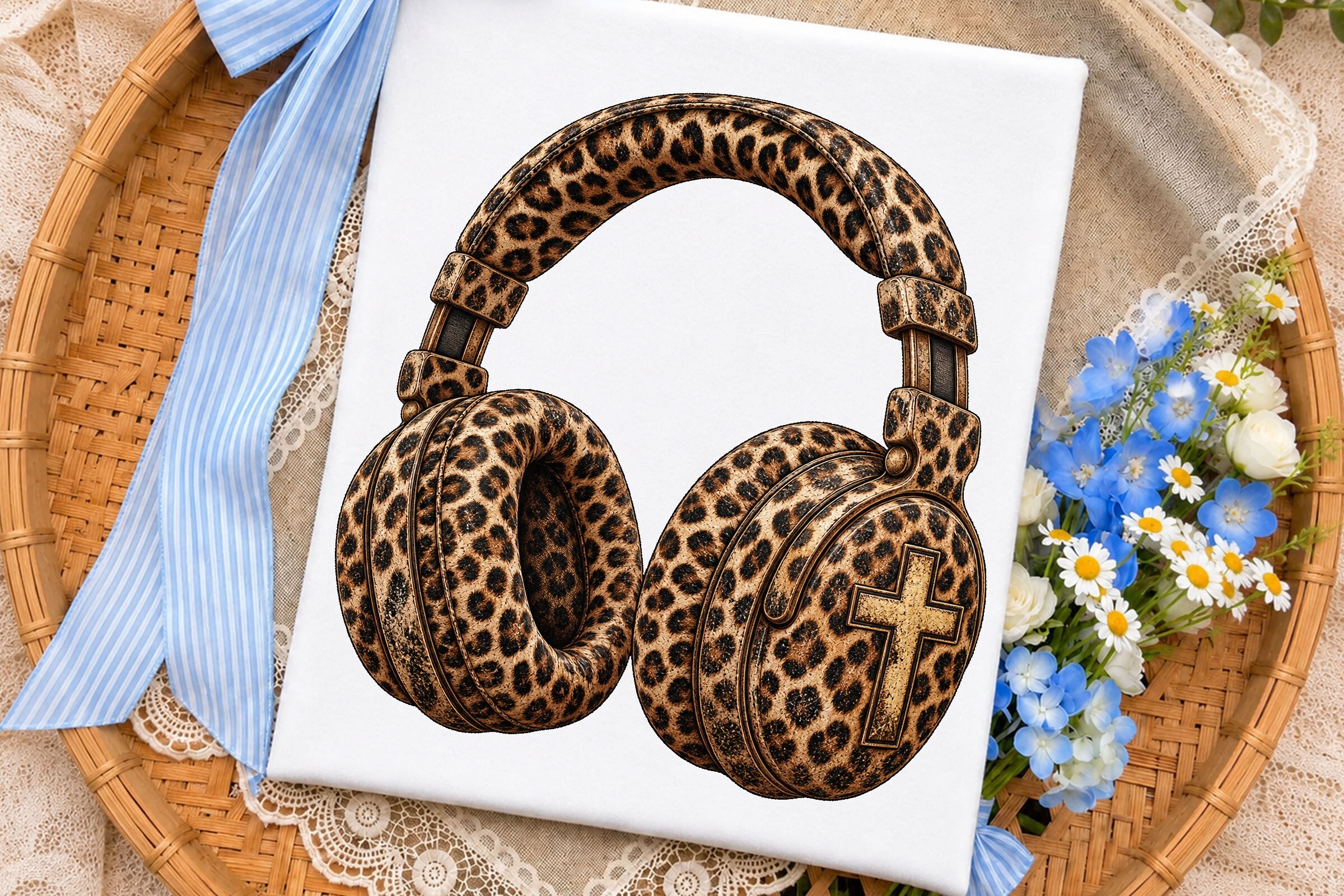Leopard Headphones Cross PNG Sublimation Graphic by Designova ...