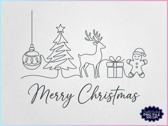 Merry Christmas Line Art PNG Illustration Illustrations Imprimables Par Creative Community