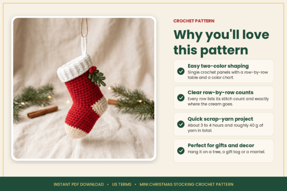 Mini Christmas Stocking Crochet Pattern