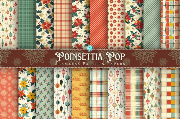 Poinsettia Pop Digital Papers Graphic Backgrounds By Emily Designs
