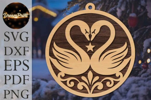 Romantic Swan Couple Laser Cut SVG Laser Cutting By Dream Print