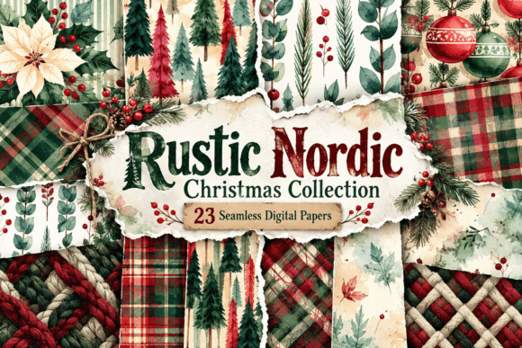 Rustic Nordic Christmas Collection Graphic Patterns By Designstock