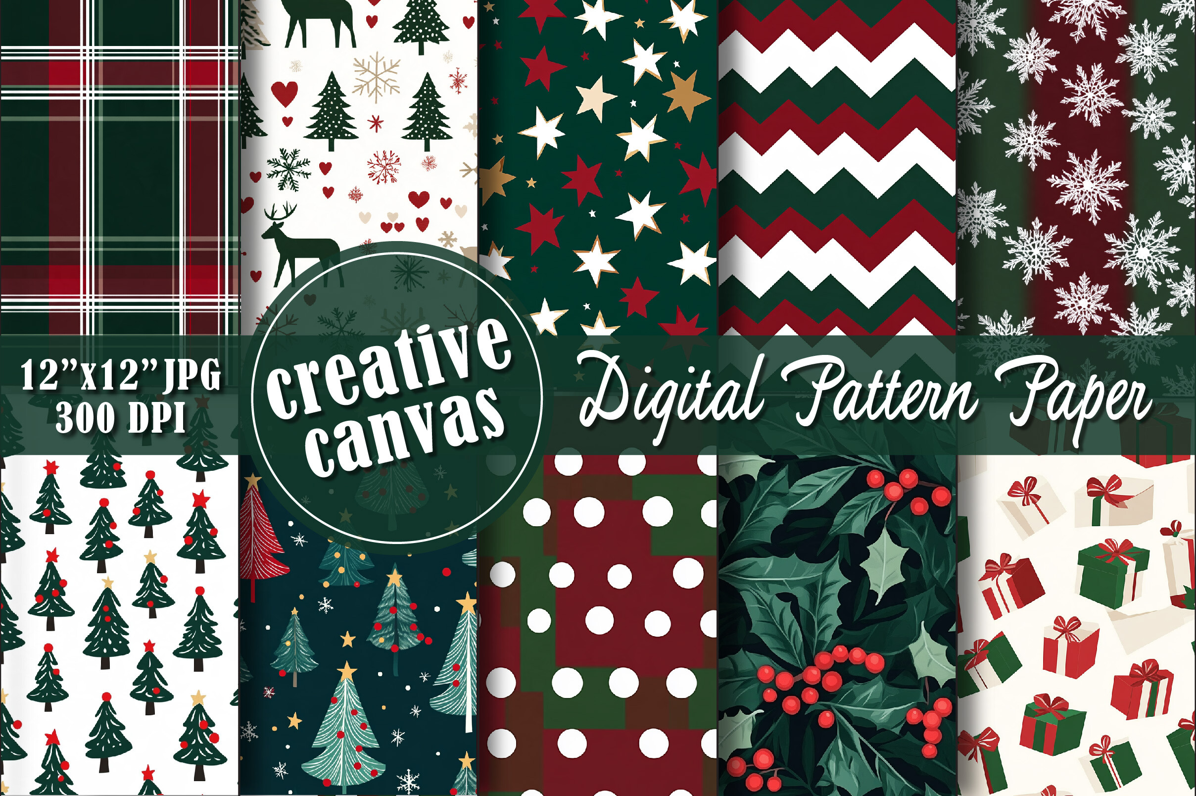 Vintage Christmas Seamless Patterns Graphic by Creative Canvas ...
