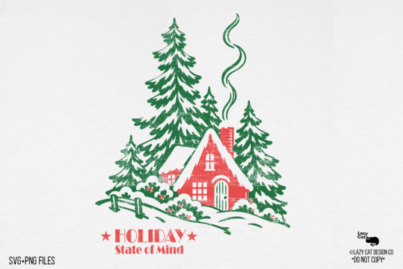 Vintage Christmas Winter House SVG PNG