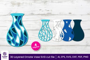 Vase Paper Pattern 3D Layered Floral Vase SVG, Papercut · Creative Fabrica