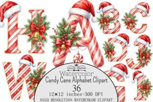 Candy Cane Alphabet Clipart Graphic by Design Market · Creative Fabrica