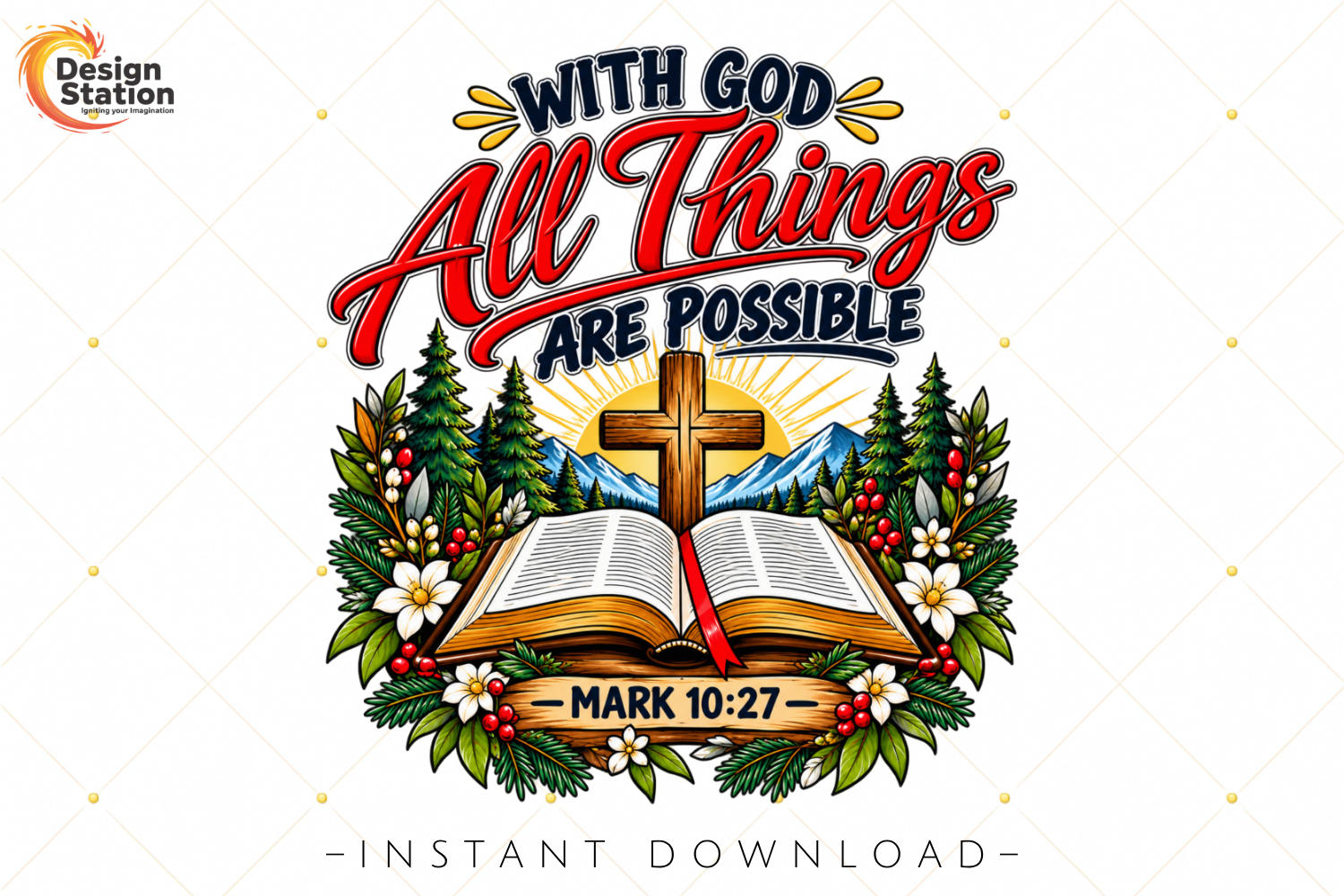 Christian Bible Cross Faith Quote PNG Graphic by Design Station ...