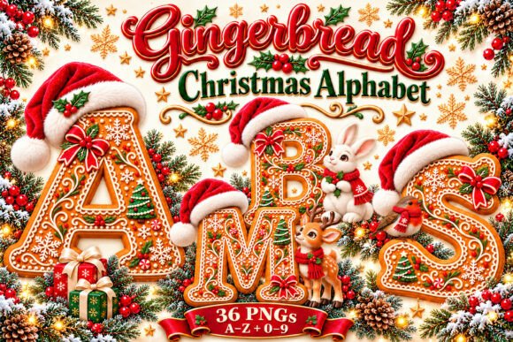 Christmas Alphabet PNG Letters & Numbers Graphic by Artistic Revolution ...