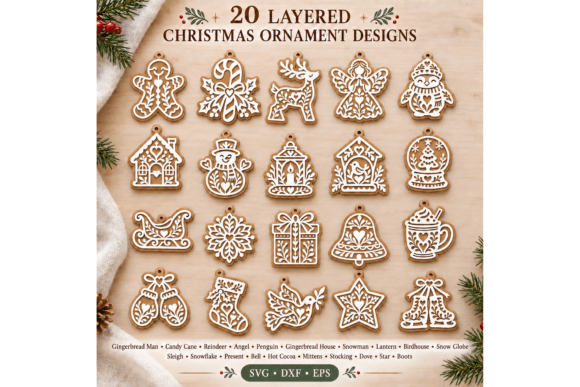 Christmas Ornaments Layered Laser Bundle laser cut file