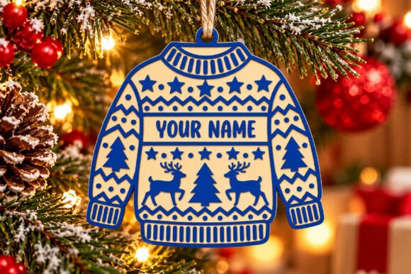 Christmas Sweater Ornament SVG, Laser laser cut file