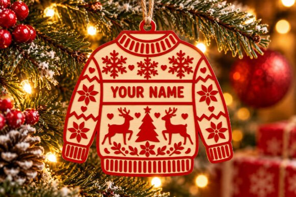 Custom Name Christmas Ornament SVG laser cut file