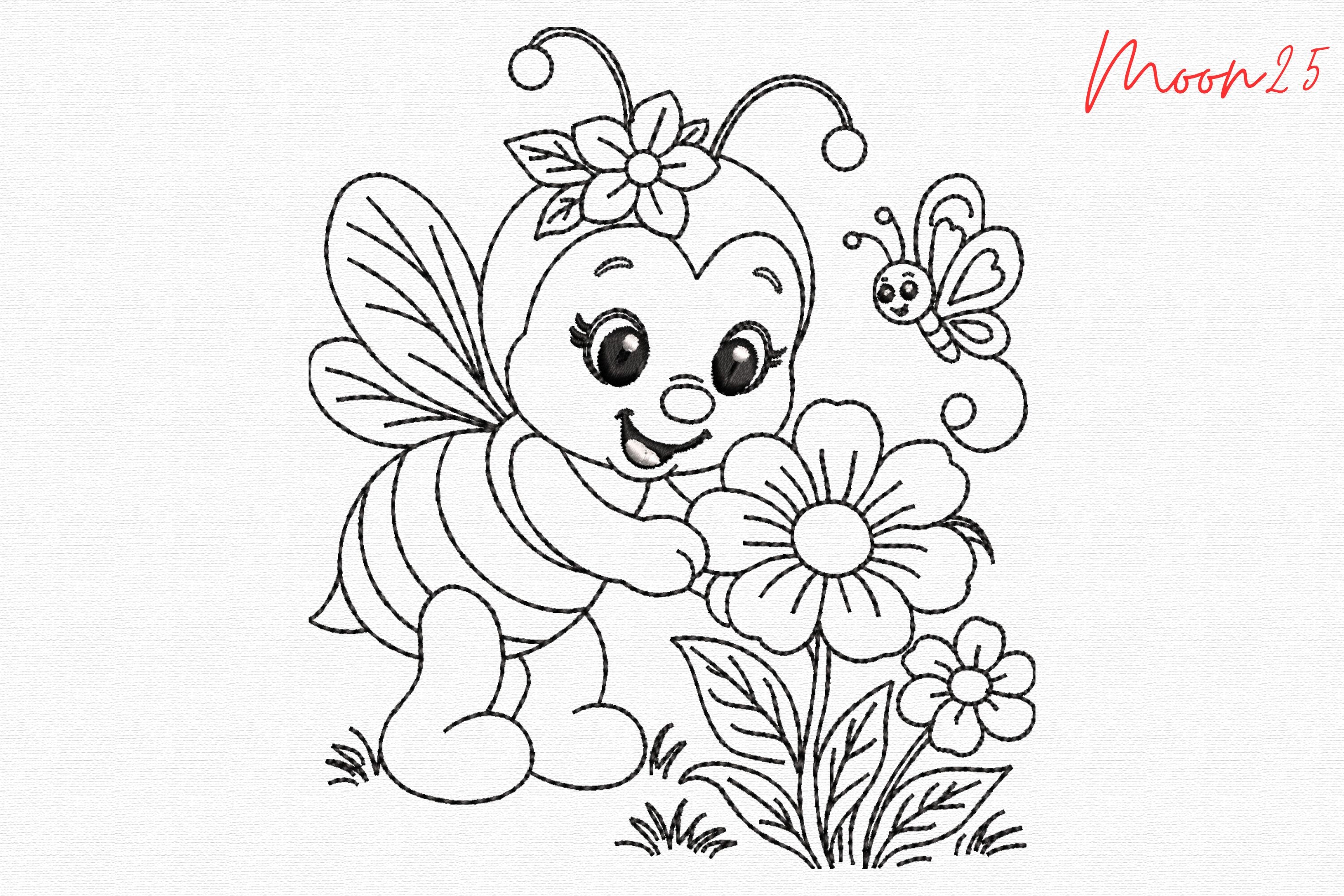 Cute Bee Flower · Creative Fabrica