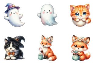 Smiling Fox Sticker Cute Kawaii Pastel Halloween Fox Ghost Graphic by Dream Petals Studio ...
