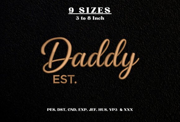 Cursive Risky 1 Daddy Cursive Embroidery Designs & Graphics