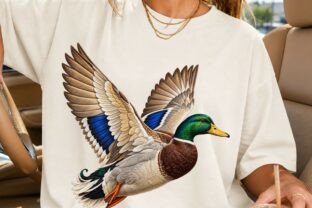 Flying Mallard Duck Embroidery PNG Tee Graphic by PixelQuill · Creative ...