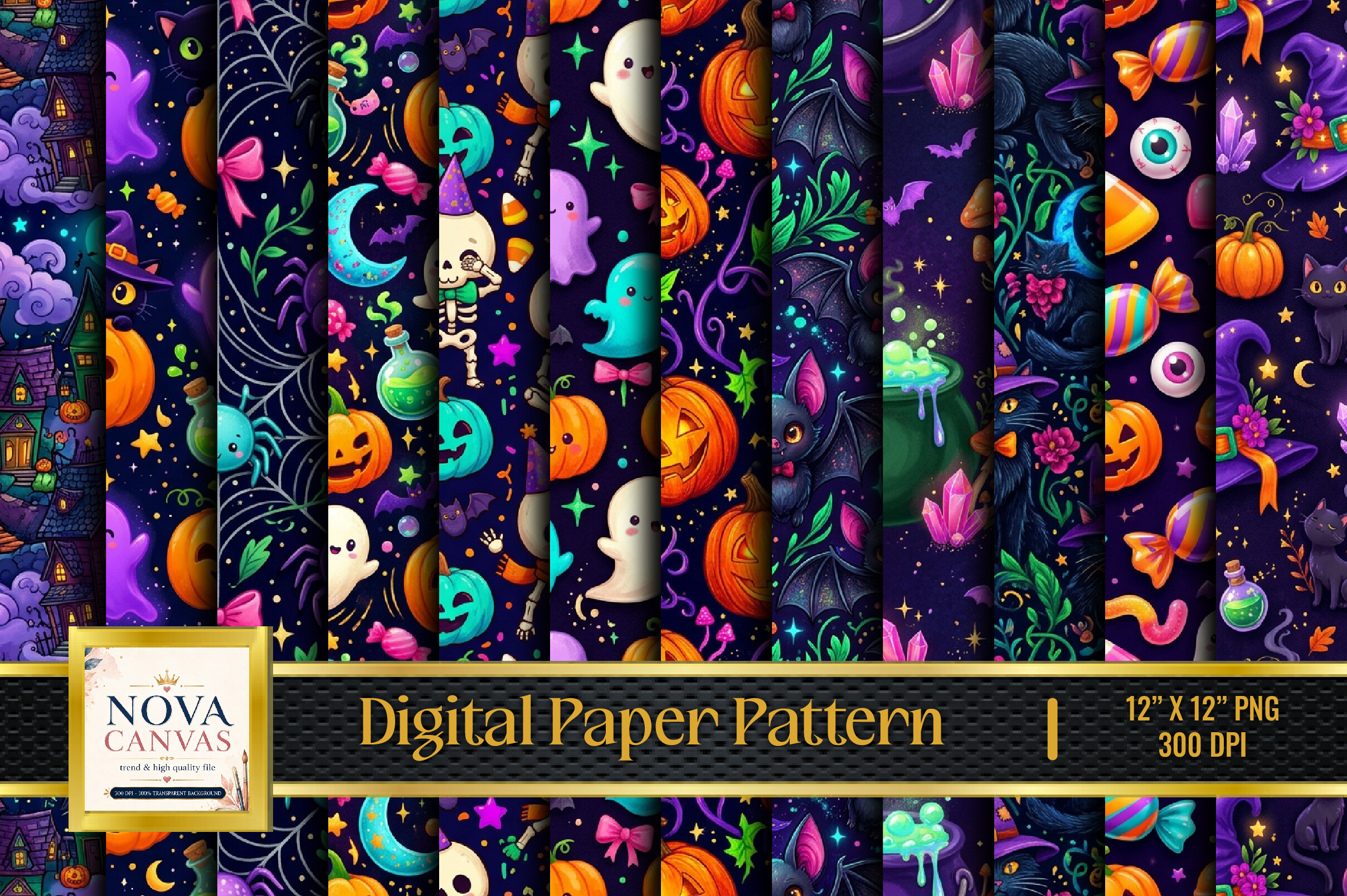 Mysterious Pattern Halloween Spooky Digital Pattern Graphic by NovaCanvas · Creative Fabrica