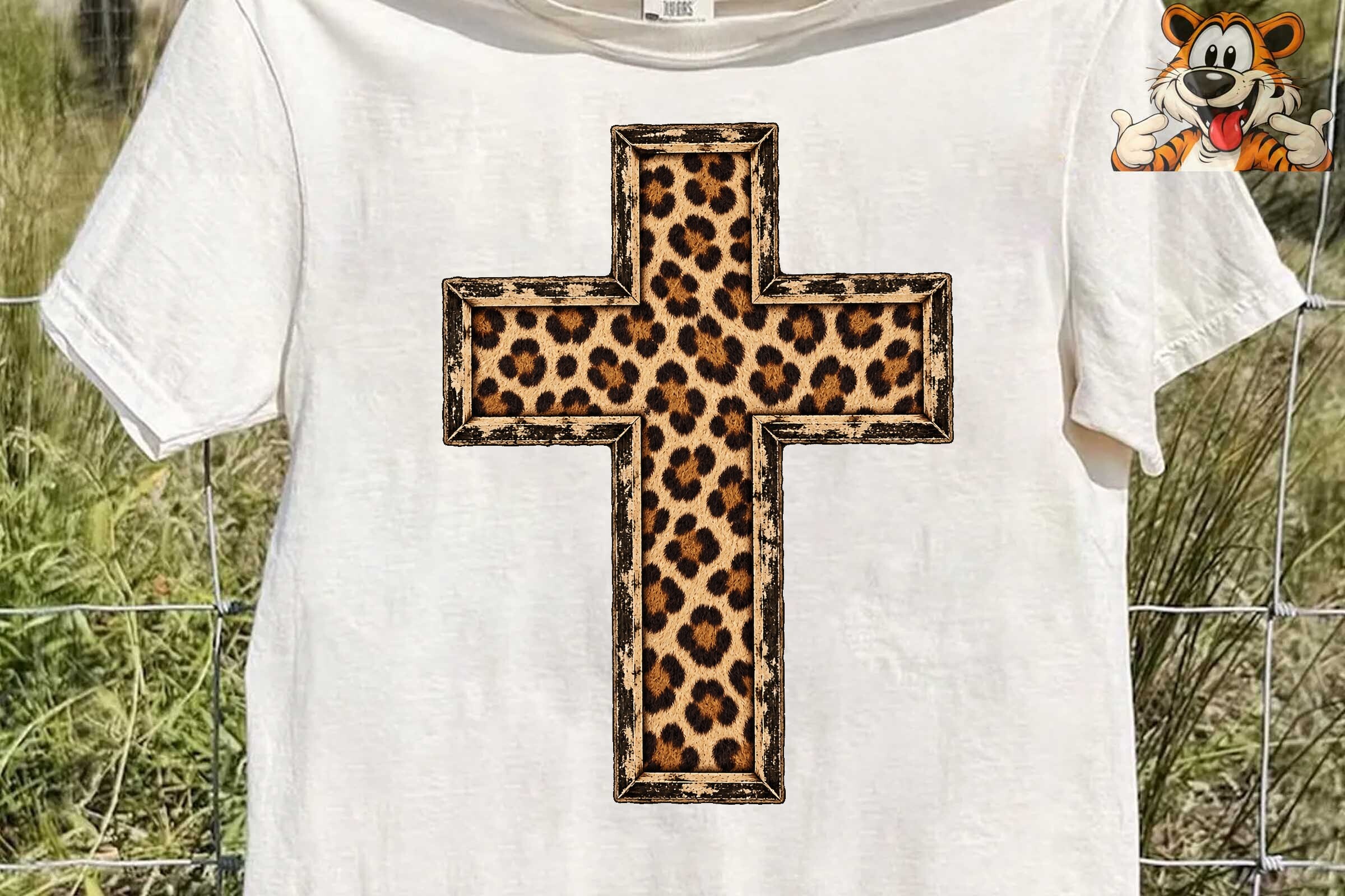 Leopard Print Cross PNG Sublimation Tee Graphic by TigerDesigns ...