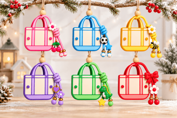 Mini Tote Bag Keychain Set STL, 3D Print 3D Printing By DreamForge 3D