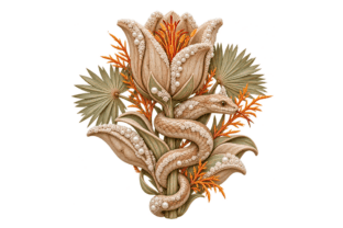 Snake With Fan Shape Ornate Wooden Flower with Coiled Snake Graphic by Alamin.Araf ...