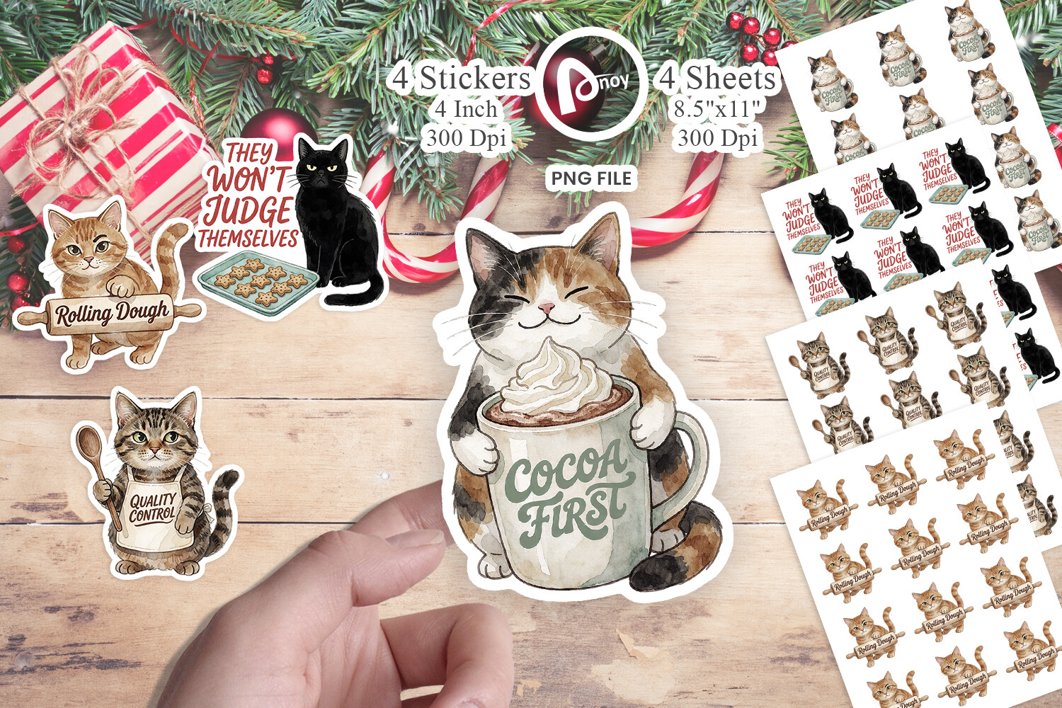 Kitcheb Font Sarcastic Kitchen Cat Christmas Sticker Graphic by Artnoy · Creative ...