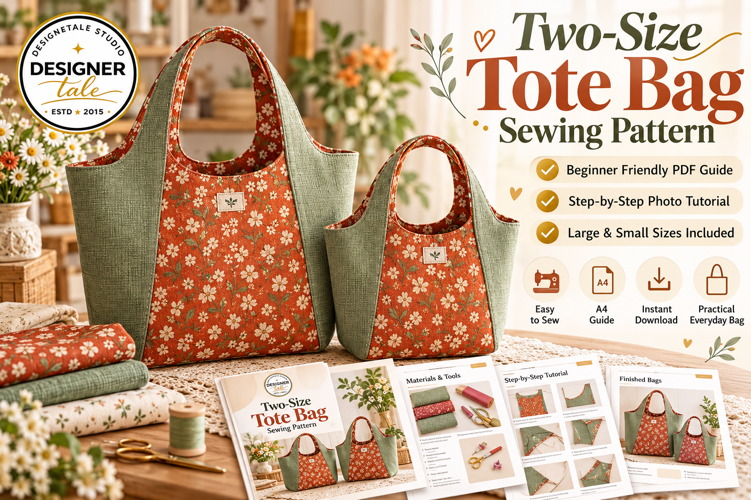 Homemade Box Bag Pattern Tote Bag Sewing Pattern Graphic by designertale · Creative Fabrica