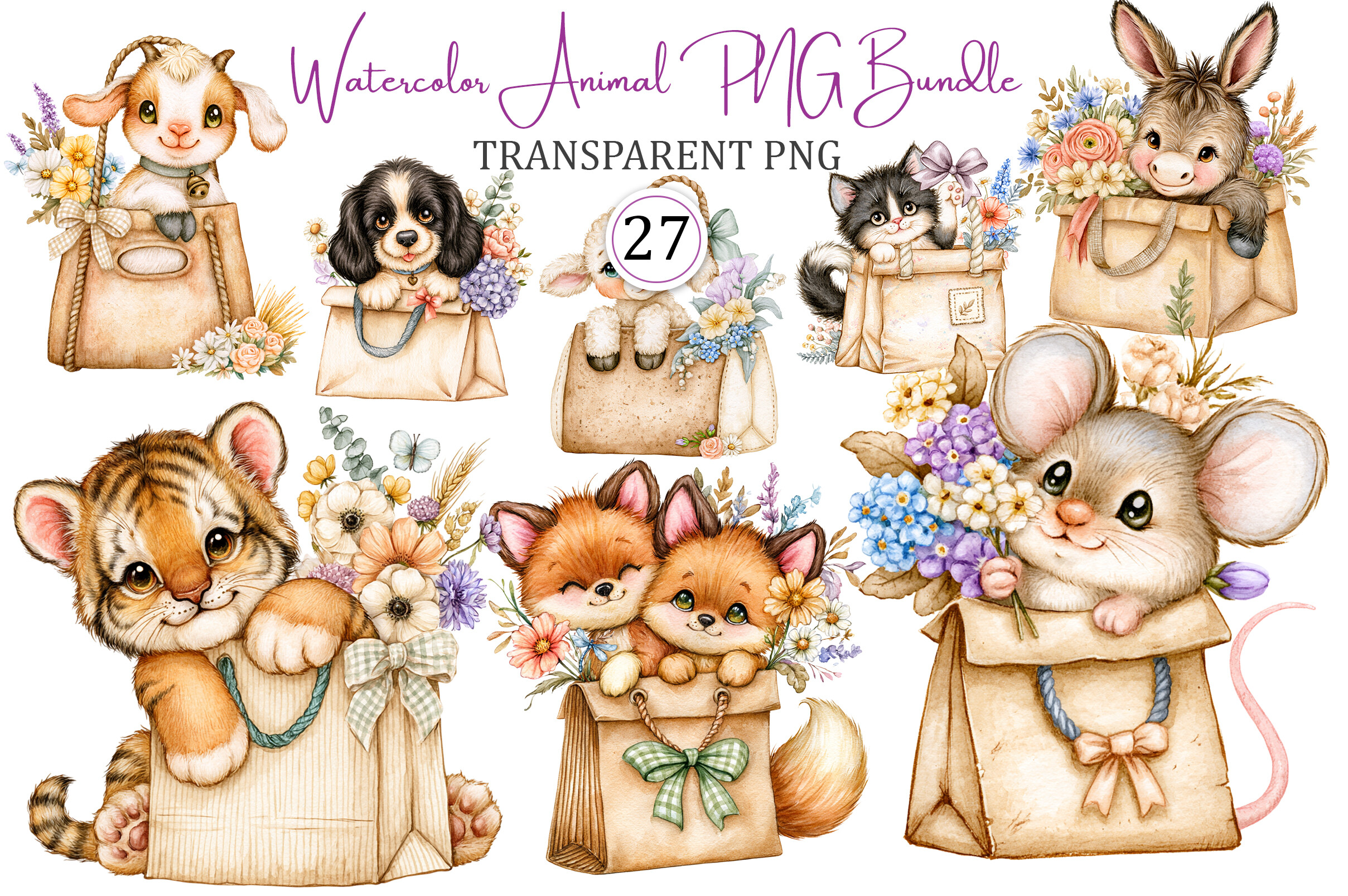 Watercolor Animal Illustration Pack Graphic by KDP TEMPLATES ART ...