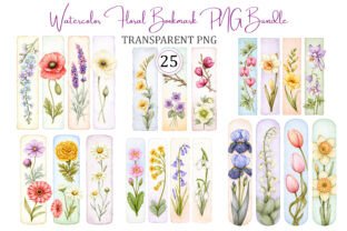 Watercolor Floral Bookmark PNG Set Graphic by KDP TEMPLATES ART ...