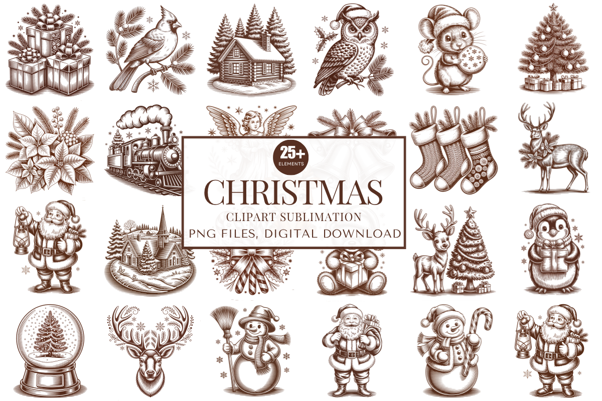25 Lettering Graphics Calligraphy 25+ Christmas Clipart PNG Bundle Graphic by PixelBloom · Creative Fabrica