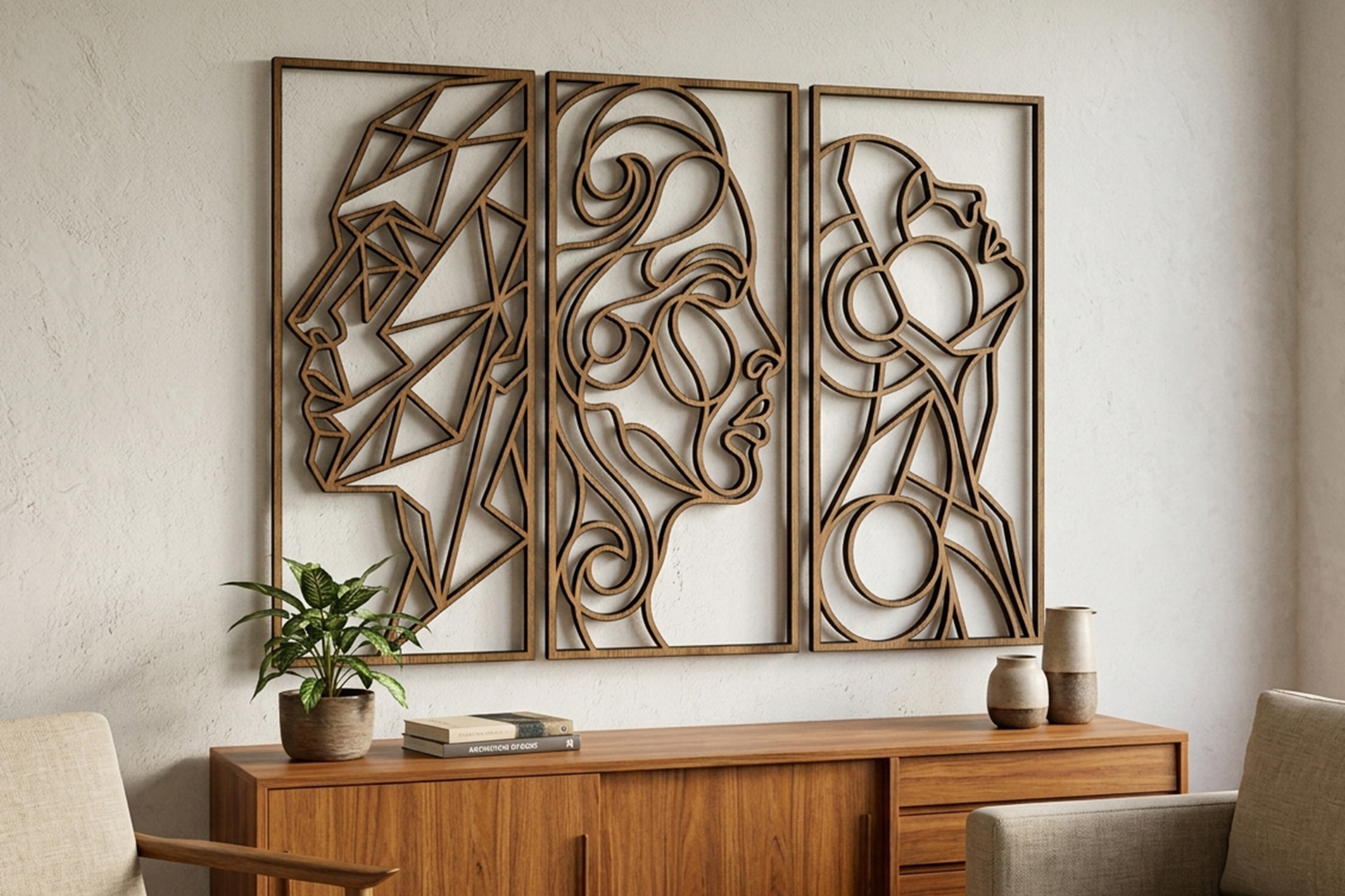 Abstract Face Wall Art Laser Cut · Creative Fabrica