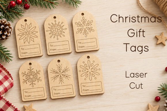 Christmas Gift Tags Set Laser Engrave laser cut file