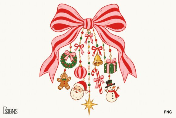 Cute Christmas Bow Charms Ornaments PNG