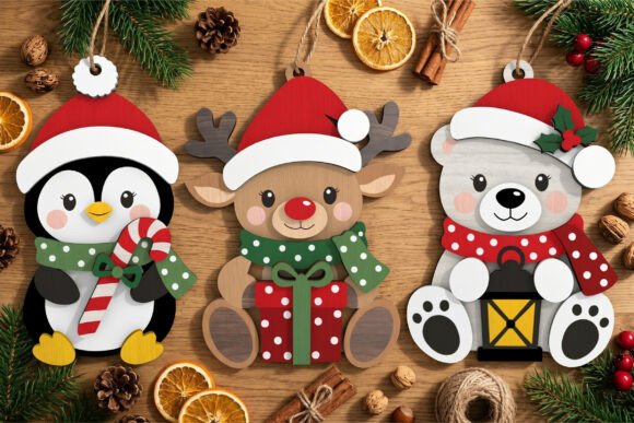 Cute Christmas Ornament Laser SVG laser cut file