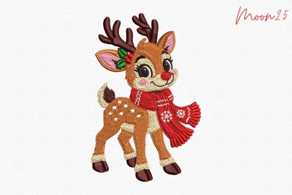 Cute Christmas Reindeer Christmas Embroidery Design By Moon25