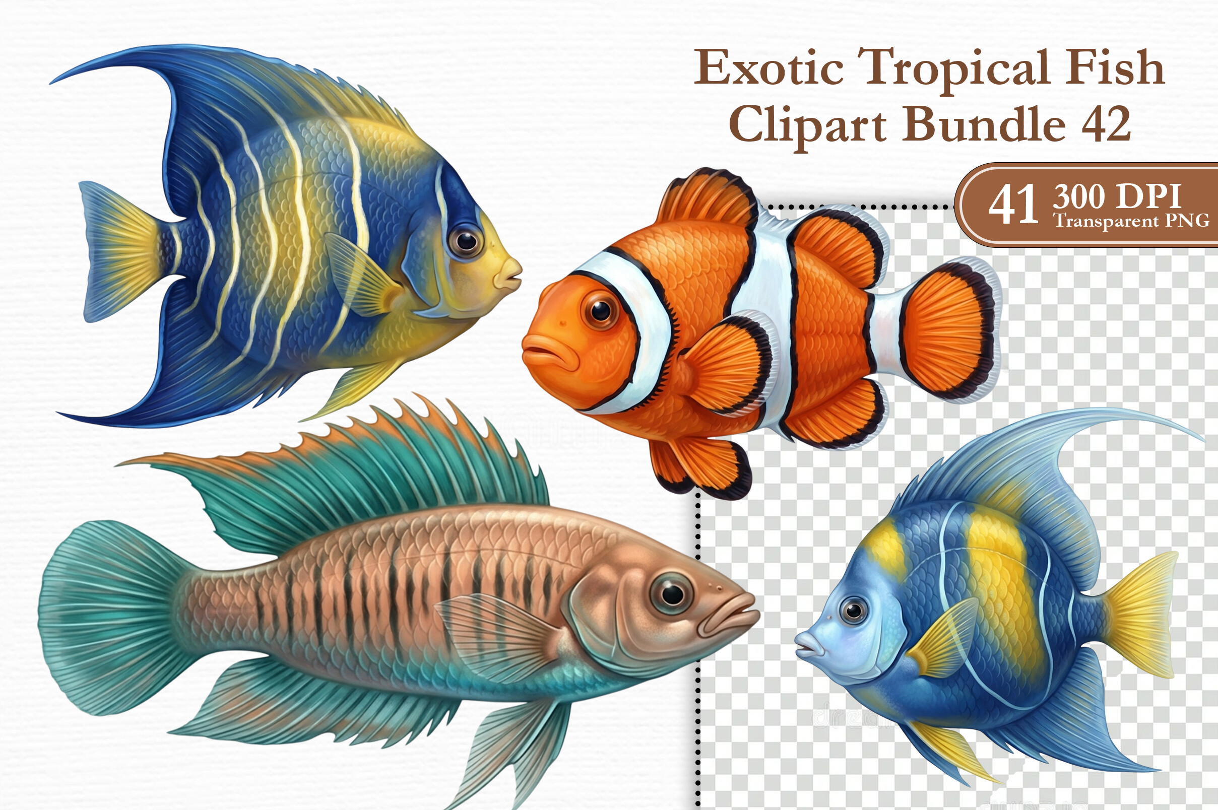 Zone Template Cursive Exotic Tropical Fish Clipart Bundle Graphic by KIDS ZONE · Creative Fabrica