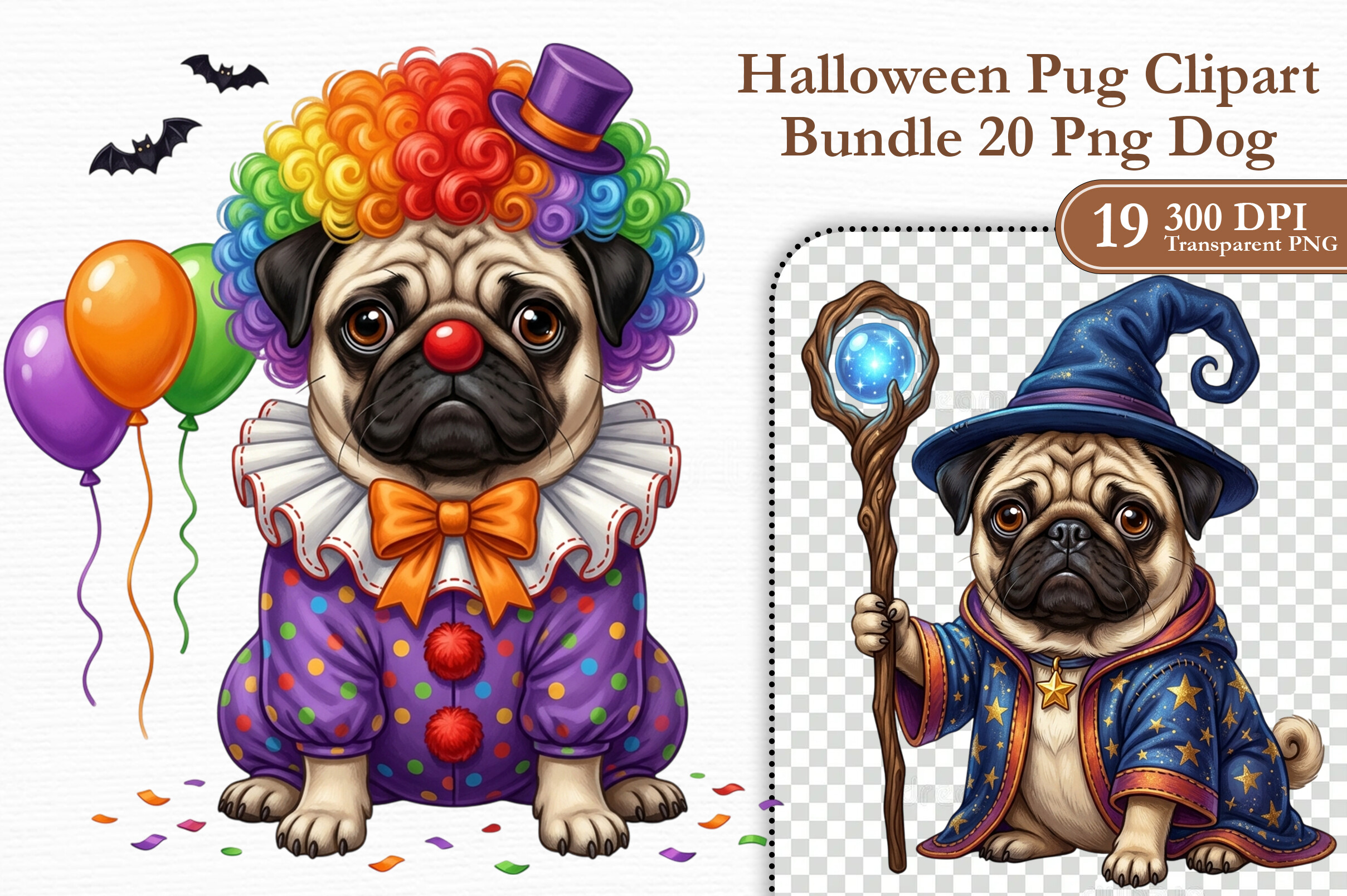 Zone Template Cursive Halloween Pug Dog Clipart Bundle Graphic by KIDS ZONE · Creative Fabrica
